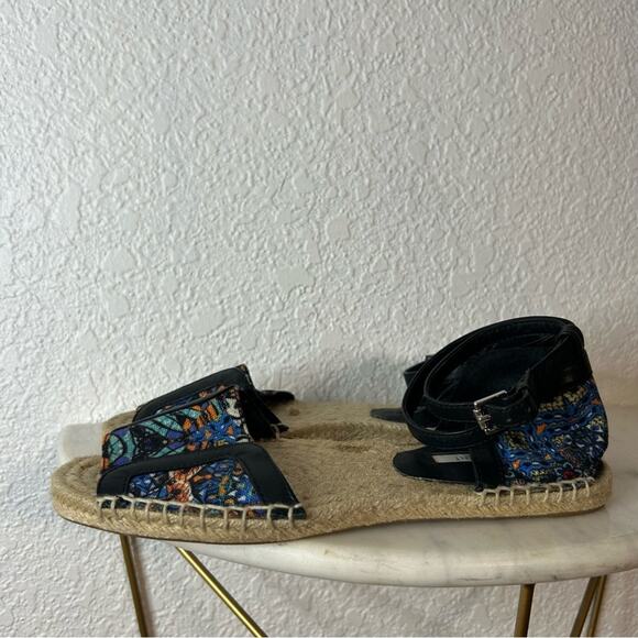 Anthropologie Cynthia Vincent Espadrilles Blue Floral Womens Size 6 Boho Resort